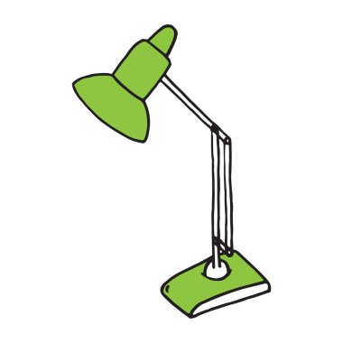 Kroki masa lambası. Beyaz arka plan üzerinde izole masa lambası. Vektör çizim