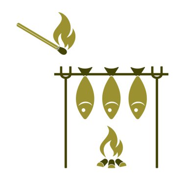 Izgara balık simgesi. Vektör illustratio