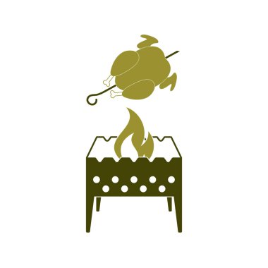Mangal şiş ve tavuk simgesi. Vektör illustratio