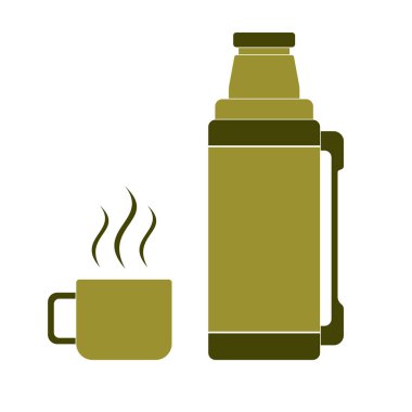 Kamp ve ekipman hiking, termos konteyner simgesi. Vektör illustratio