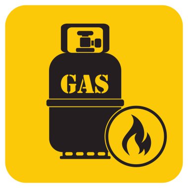 Kamp ocağı gaz şişesi simge vektör ile. Vektör çizim