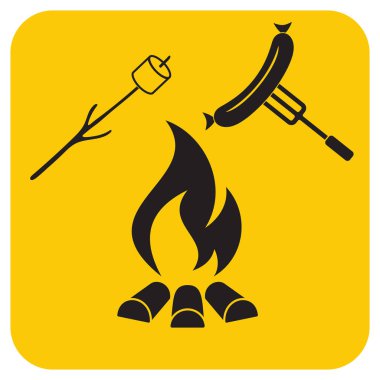 Izgara sosis ve zephyr simgesi. Vektör illustratio