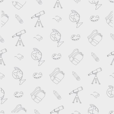 Elle çizilmiş okul malzemeleri pürüzsüz bir şekilde. Vektör illüstrasyonu