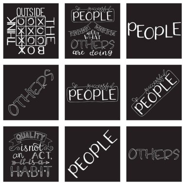 Hat Inspirational quotes ayarlayın. Yazı. Hayat ve mutluluk için motivasyon. Kartpostal ve poster grafik tasarım için