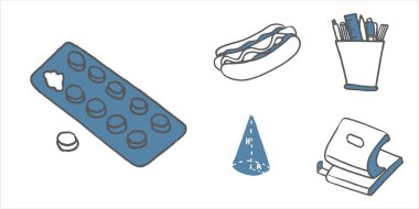 Iicons elinde çizilmiş stili ayarlayın. Vektör çizim