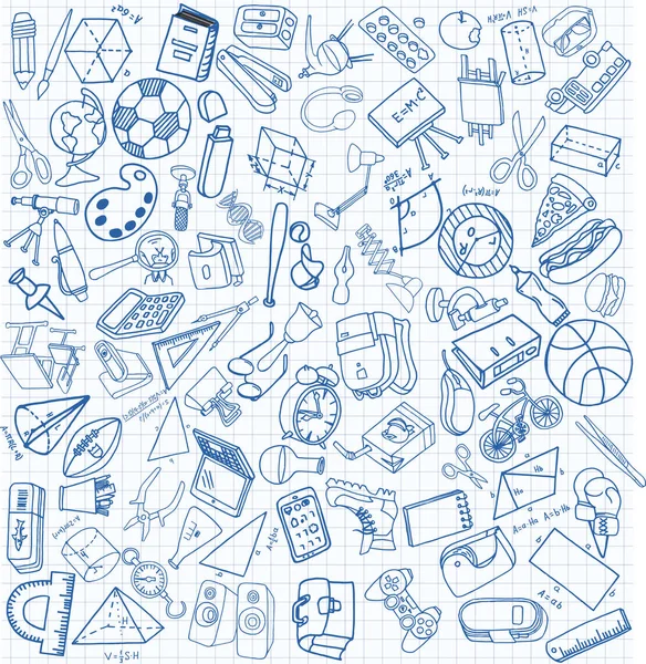 Vektör doodle tarzı ortaokul simgeler kümesi. Boyalı, d