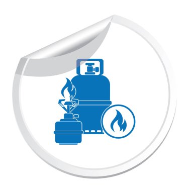 Gaz şişesi simgesi olan kamp ocağı
