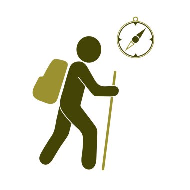 Pusula simgesini turistlerle hiking