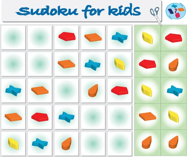 Sudoku renkli geometrik figürler ile çocuklar için. Oyun presch için