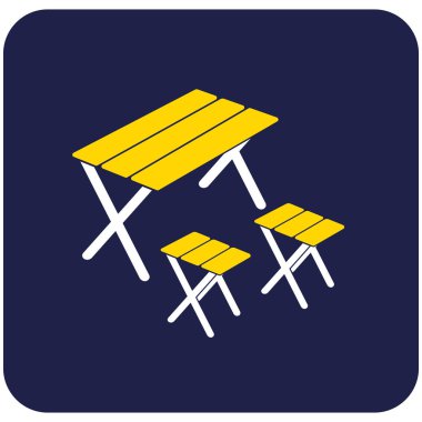 Kamp tablo ve dışkı simgesi