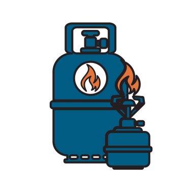 Gaz şişesi simgesi olan kamp ocağı
