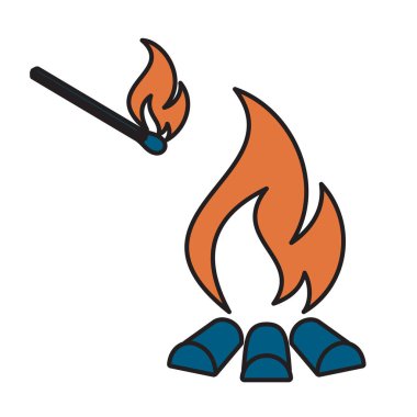 Kamp ateşi siluet simge