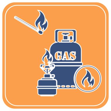 Gaz şişesi simge vektör ile Kamp ocağı