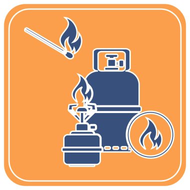 Gaz şişesi simge vektör ile Kamp ocağı