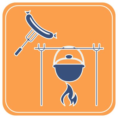 Yangın, pot ve sosis simgesi