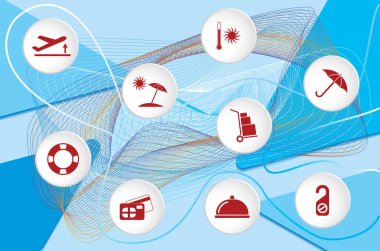 Seyahat simgeleri seti ile poster 