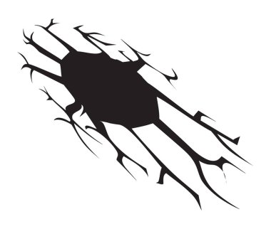 Bir duvarda veya zeminde koyu delik, yıkılmış duvar