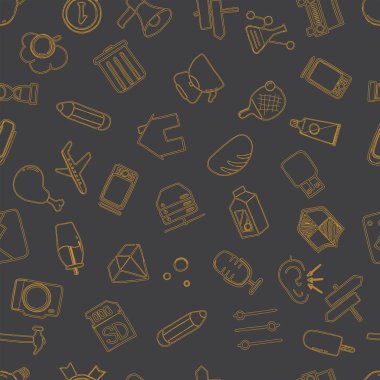 Elle çizilmiş ev eşyaları malzemeleri seamless modeli