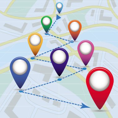 Seyahat ve kamp malzemeleri simgeleri için işaretleyici ayarlandı