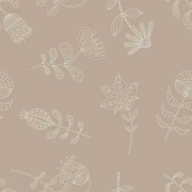 Kusursuz bir geçmişi var. Halk tarzında bir çiçek. El çizimi karalama. Vektör illüstrasyonu