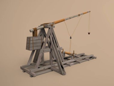 Ortaçağ trebuchet 3D çizimi