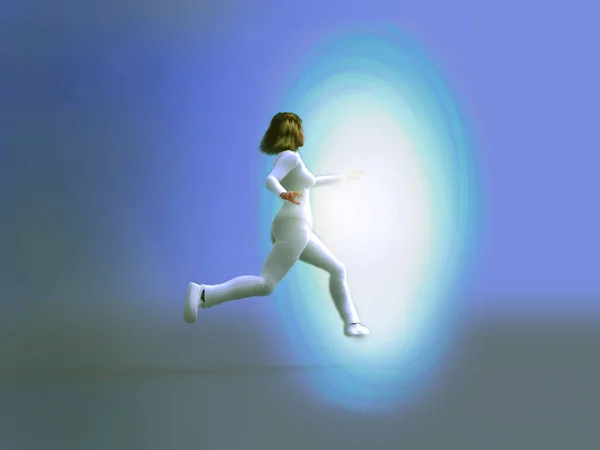 Woman Stepping Vortex Light — Stock Photo, Image