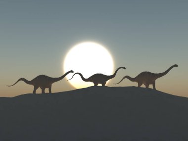 Üç dinozorlar diplodocus 3D çizimi şafak