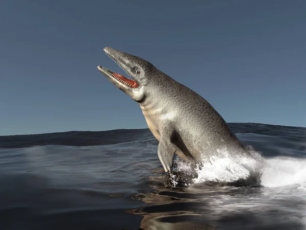 Ilustração Megalodon Perseguindo Kentriodon — Fotografia de Stock