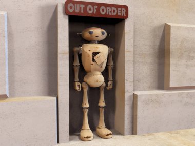 eski bir robot 3D çizimi