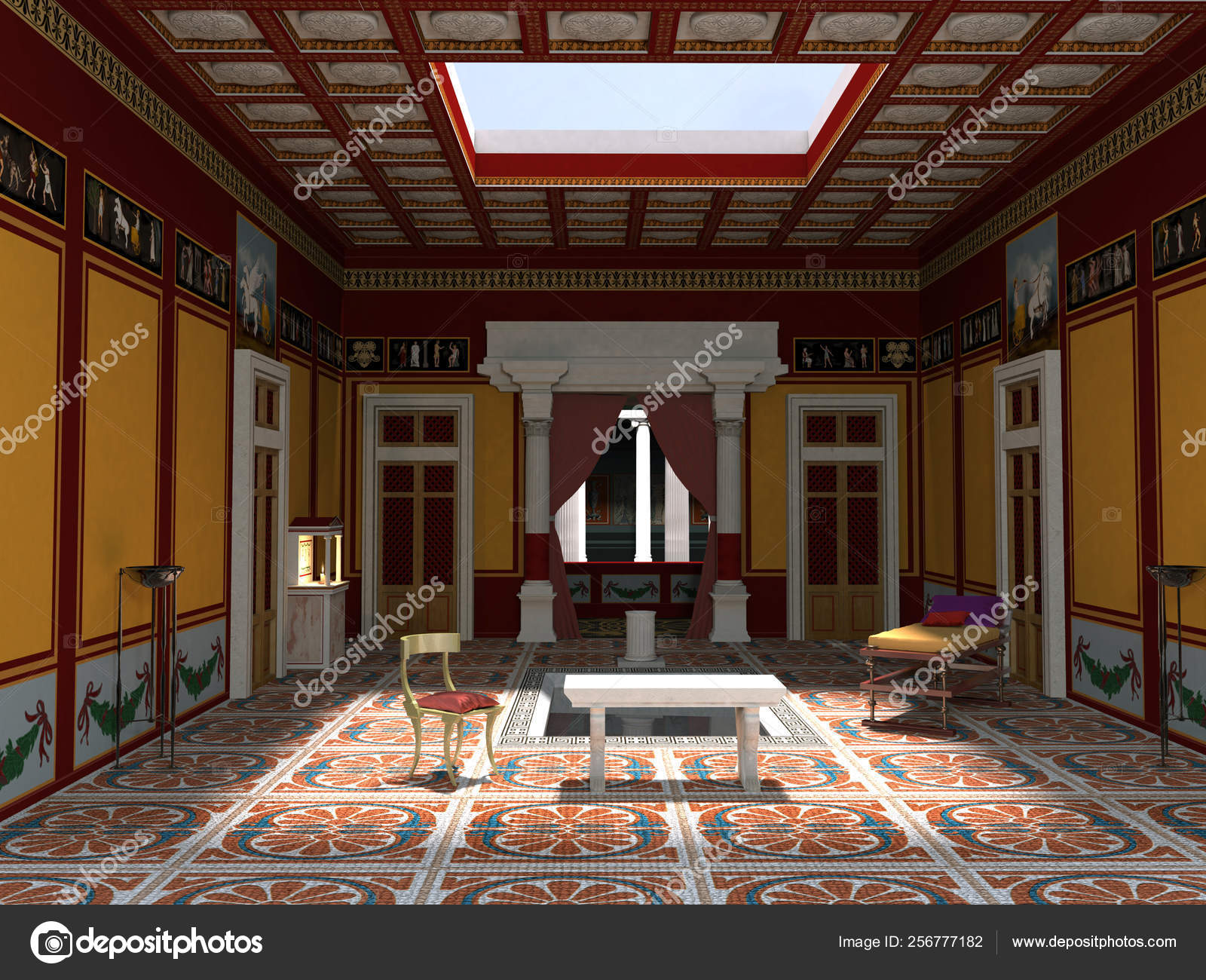 Interior House Ancient Rome Stock Photo Estebande 256777182 the-representation-of-a-rich-roman-house-ancient-roman-houses-ancient