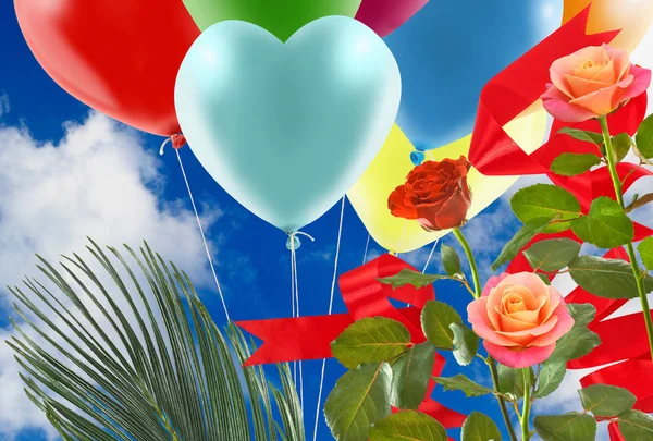 Balloons Flowers Closeup — Stock Photo, Image