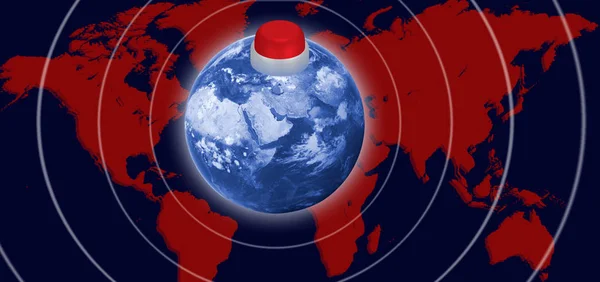 Зображення Ядерної Кнопки Планеті Символ Небезпеки Ядерної Війни — стокове фото