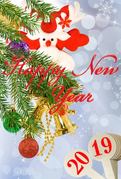 Güzel Noel Süslemeleri Için Yeni Yıl 2019 — Stok fotoğraf
