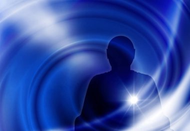 görüntü mavi bir arka plan üzerinde erkek silueti