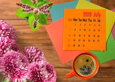 Takvim görüntü için Temmuz 2019