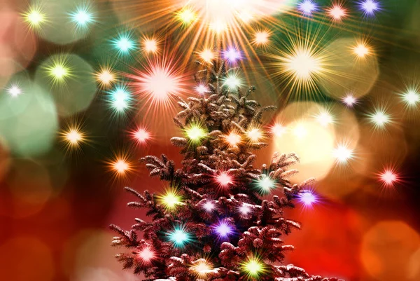 Immagine Albero Natale Sfondo Luci Colorate — Foto Stock