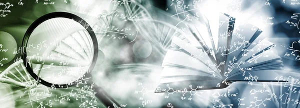 Bild der dna-Kette vor biotechnologischem Hintergrund — Stockfoto