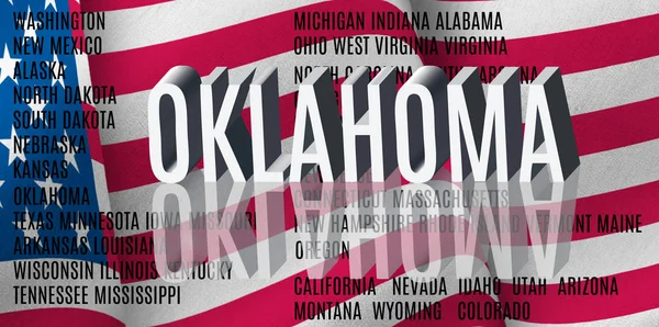 Oklahoma Inscriptie Amerikaanse Vlag Achtergrond — Stockfoto