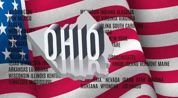 Ohio inscriptie op Amerikaanse vlag achtergrond — Stockfoto