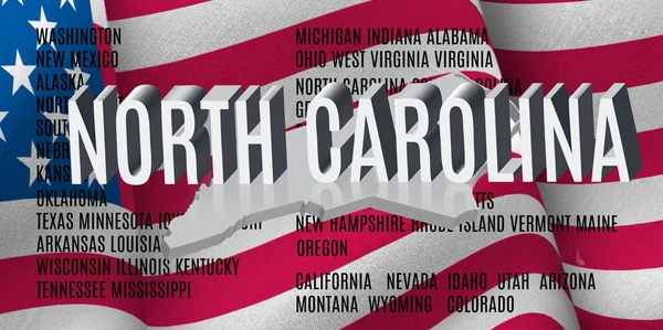 North Carolina inscriptie op de Amerikaanse vlag achtergrond — Stockfoto