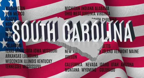 South Carolina inscriptie op de Amerikaanse vlag achtergrond — Stockfoto