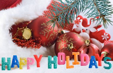 Güzel festival tasarımcısı noel süslemeleri Görüntü. Mutlu Noeller ve Mutlu Yıllar Tebrik Kartı