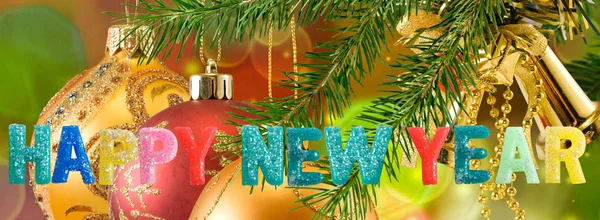 Beeld Van Mooie Feestelijke Designer Kerstversiering Merry Christmas Happy New — Stockfoto