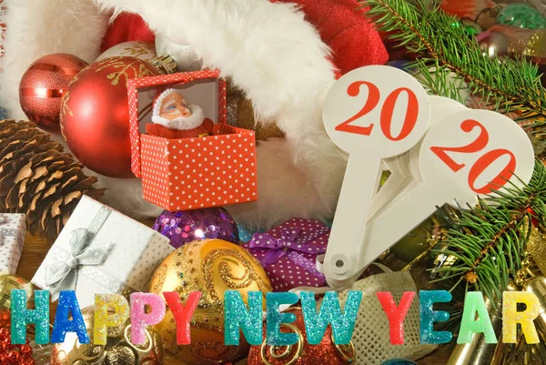 Feliz Navidad y Feliz Año Nuevo tarjeta de felicitación — Foto de Stock