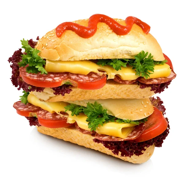 Geïsoleerde Afbeelding Voor Een Sandwich Een Witte Achtergrond — Stockfoto