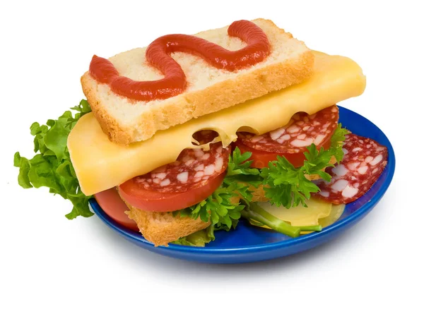 白い背景にサンドイッチの分離イメージ — ストック写真