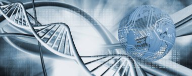 Bulanık arkaplanda DNA zincirinin soyut görüntüsü