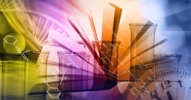 Bulanık arkaplanda DNA zincirinin soyut görüntüsü