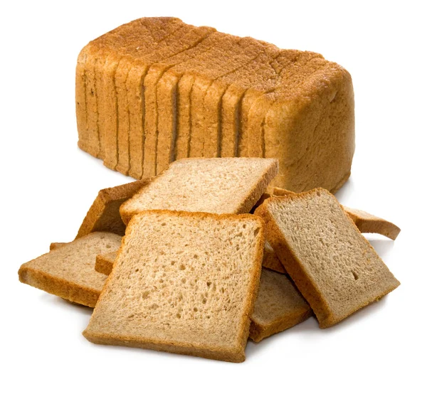 Geïsoleerde Afbeelding Van Een Hoop Brood Een Witte Achtergrond — Stockfoto