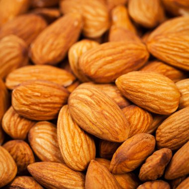 Badem fındık arka plan. Seçici odak.